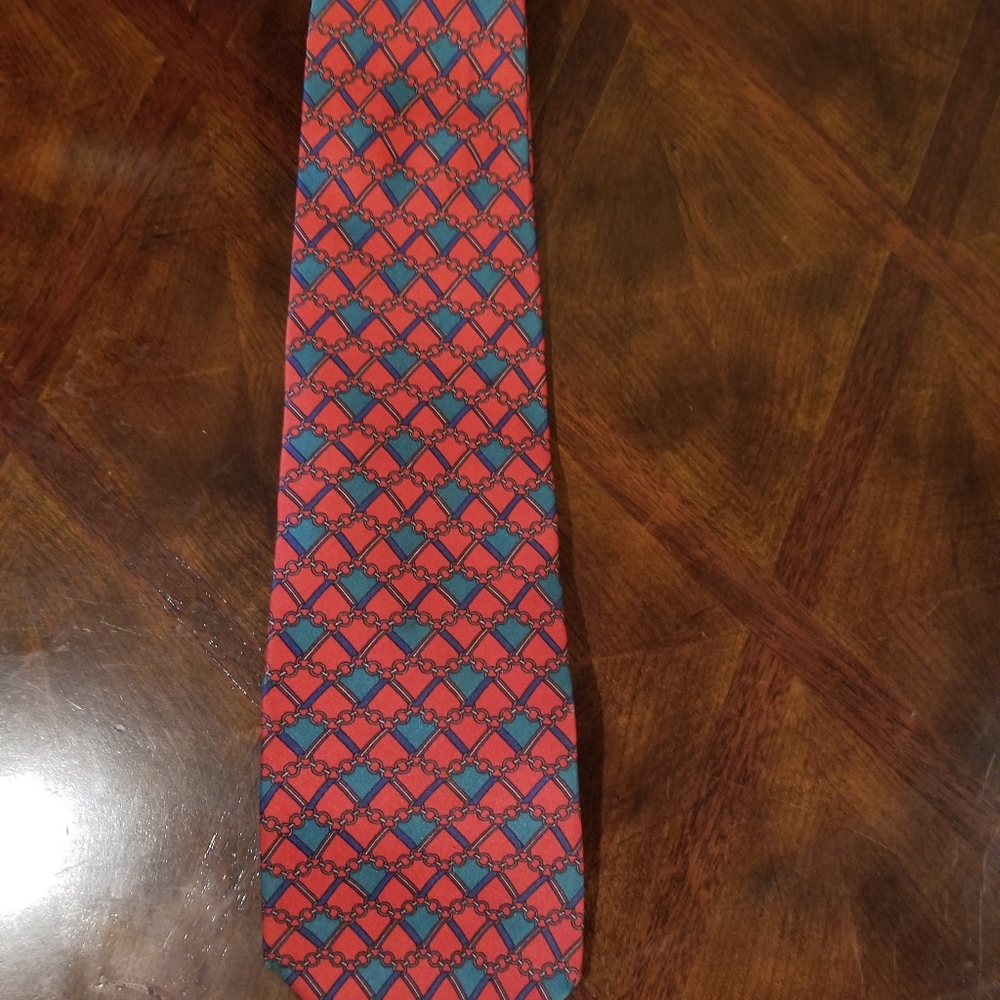 Bill Blass Tie - Red and Green Print
